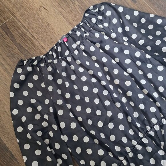 💙 Vince Camuto Sheer Polkadot Peplum Blouse Size XL - Picture 5 of 9
